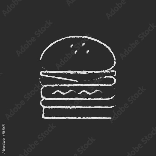 Double burger icon drawn in chalk.