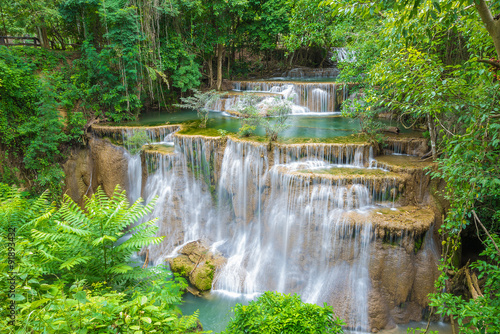  Huai Mae Khamin waterfall in Kanchanaburi province, Thailand.