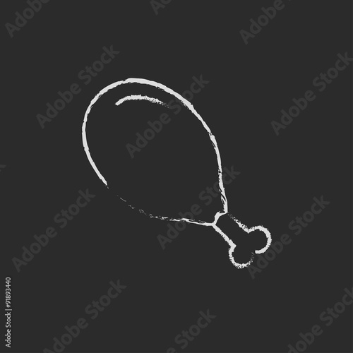 Chicken leg icon drawn in chalk.
