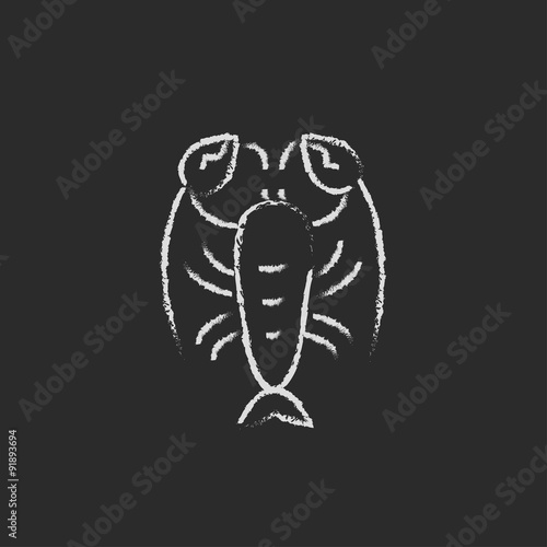 Lobster icon drawn in chalk.