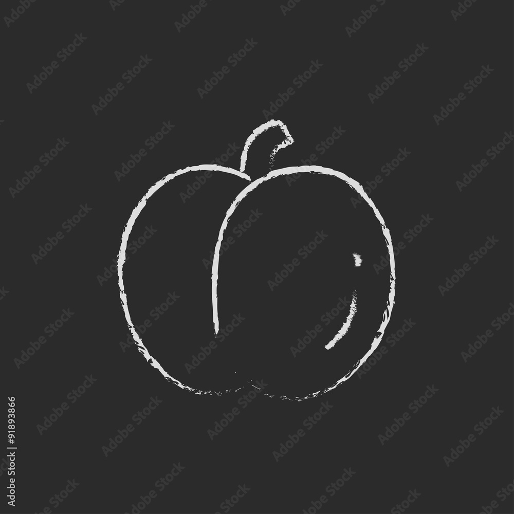 Plum icon drawn in chalk. Plum icon drawn in chalk.