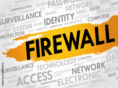 FIREWALL word cloud, security concept