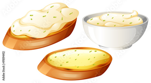 Toasted bread topping with cream