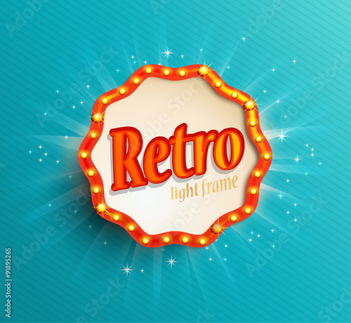 Shining retro light frame, vector illustration