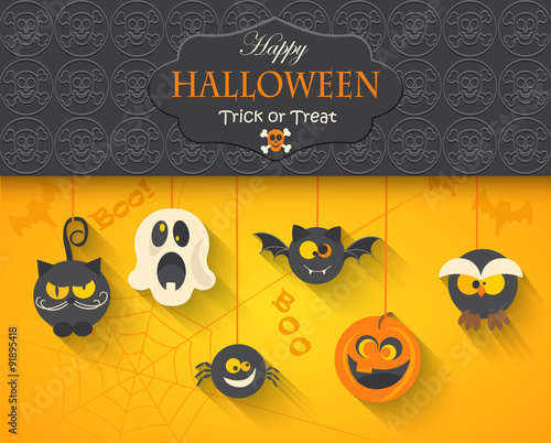 Poster, banner or background for Halloween Party Night, vector illustration. photo