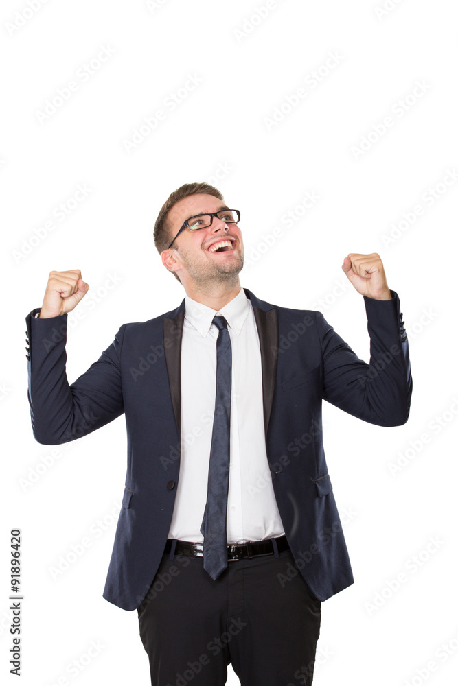 Businessman success hands gesture Businessman success hands gesture
