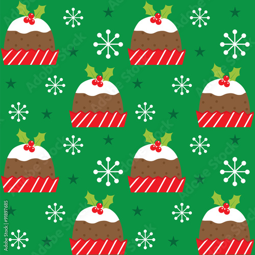 christmas cake pattern with green background suitable for christmas background, gift wrap pattern  and etc