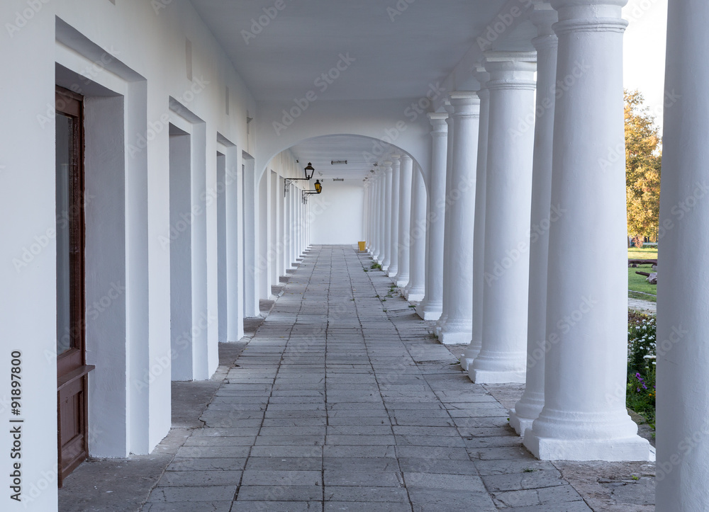 Pillars and Arch Hallway