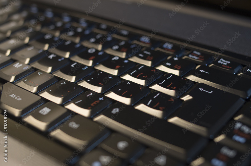 Laptop keyboard isolated