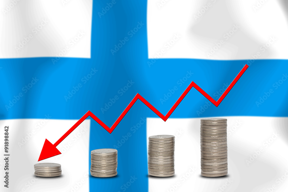 The economic going down of the FINLAND, with a head shot arrows The economic going down of the FINLAND, with a head shot arrows