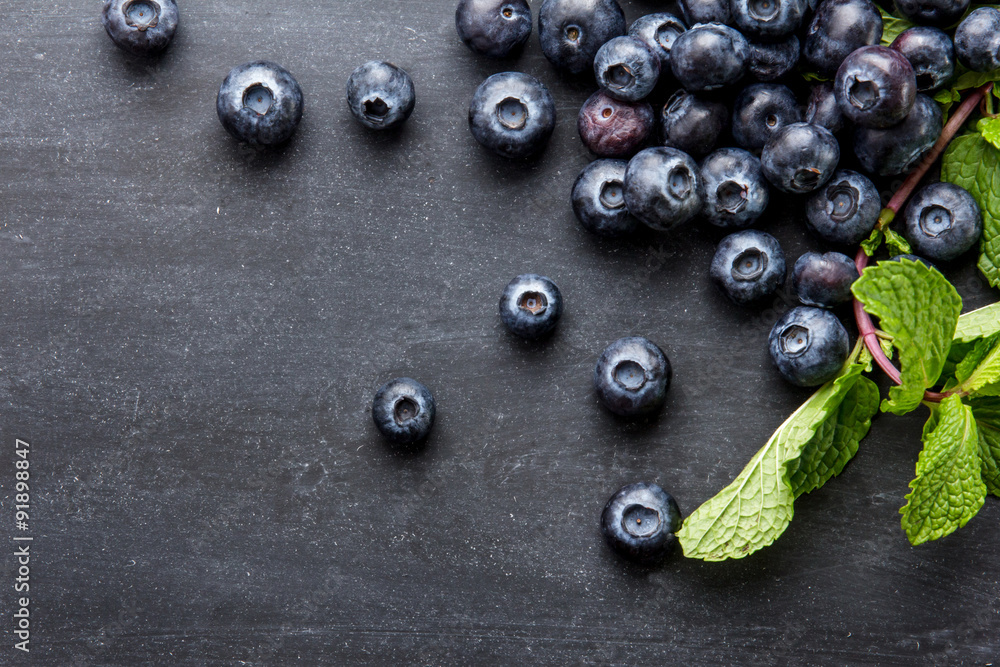 fresh blueberries on black board for background fresh blueberries on black board for background