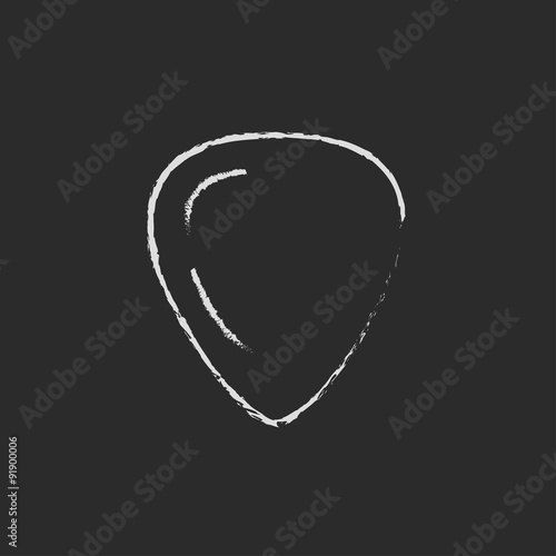 Guitar pick icon drawn in chalk.