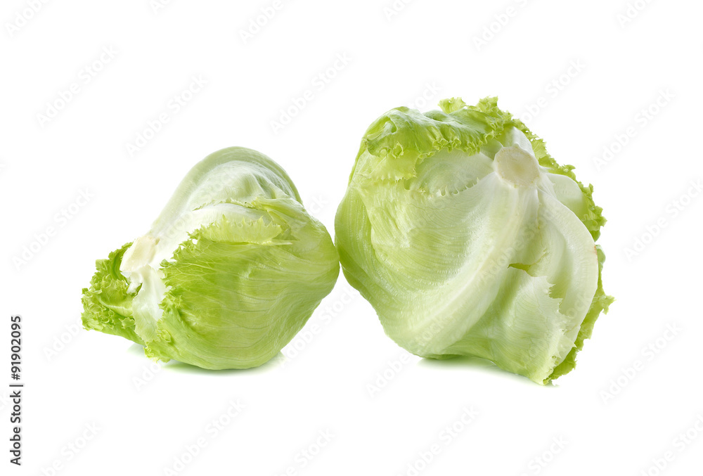 Green iceberg lettuce on white background Green iceberg lettuce on white background
