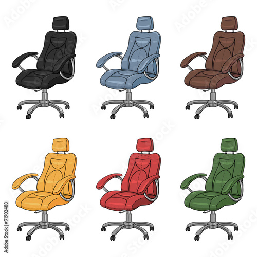 Vector Set of Cartoon Color Office Armchairs