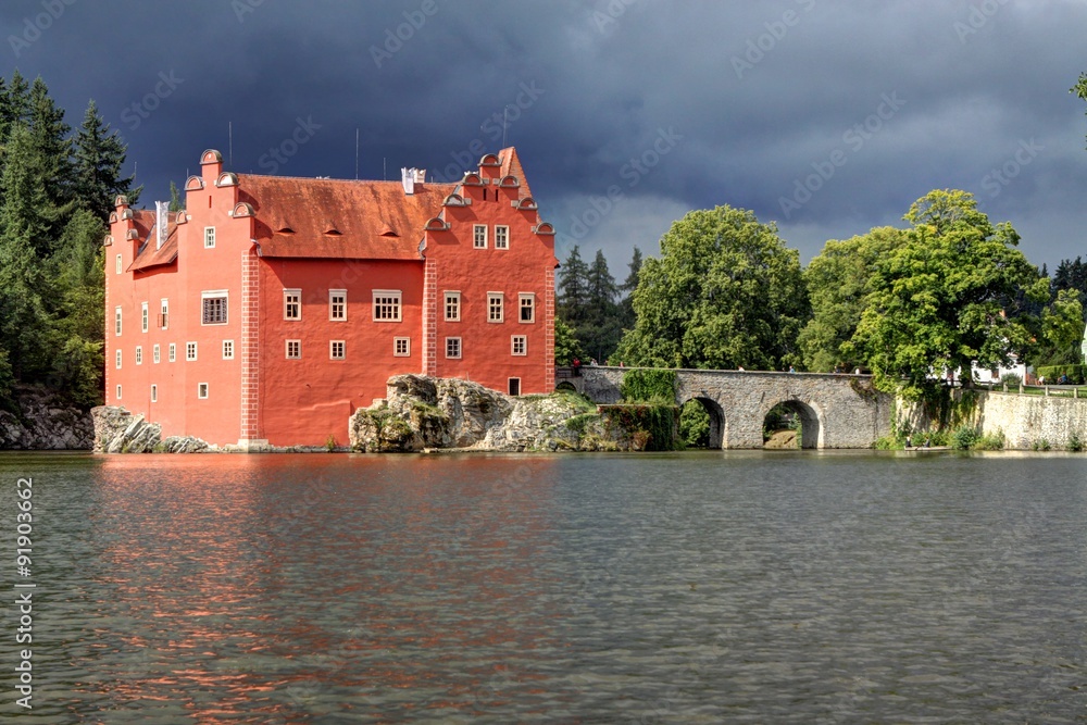 Red castle from the lake