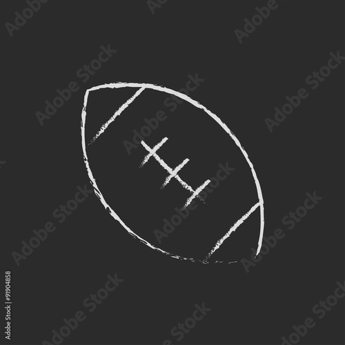 Rugby football ball icon drawn in chalk.