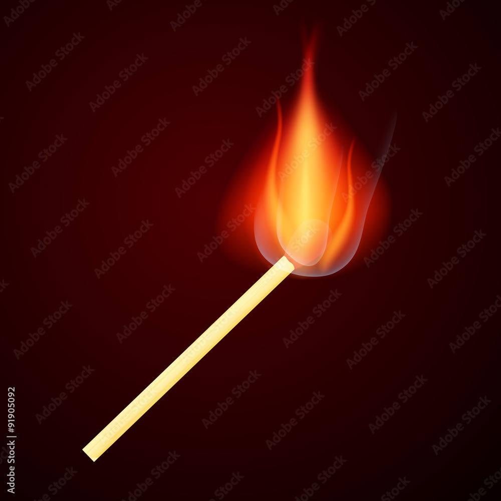 Burning Safety Match Vector Illustration Burning Safety Match Vector Illustration