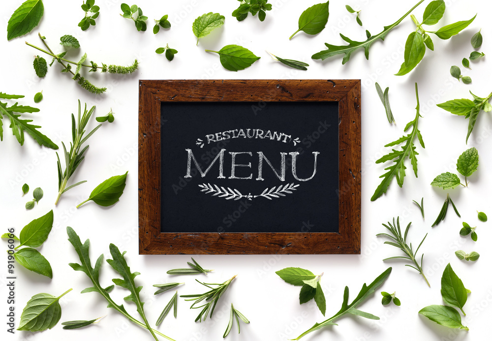 Art italian homemade menu food background; restaurant week Stock Photo