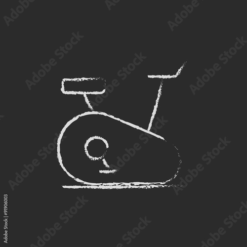 Exercise bike icon drawn in chalk.