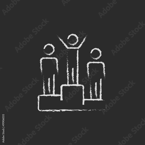 Winners on the podium icon drawn in chalk.