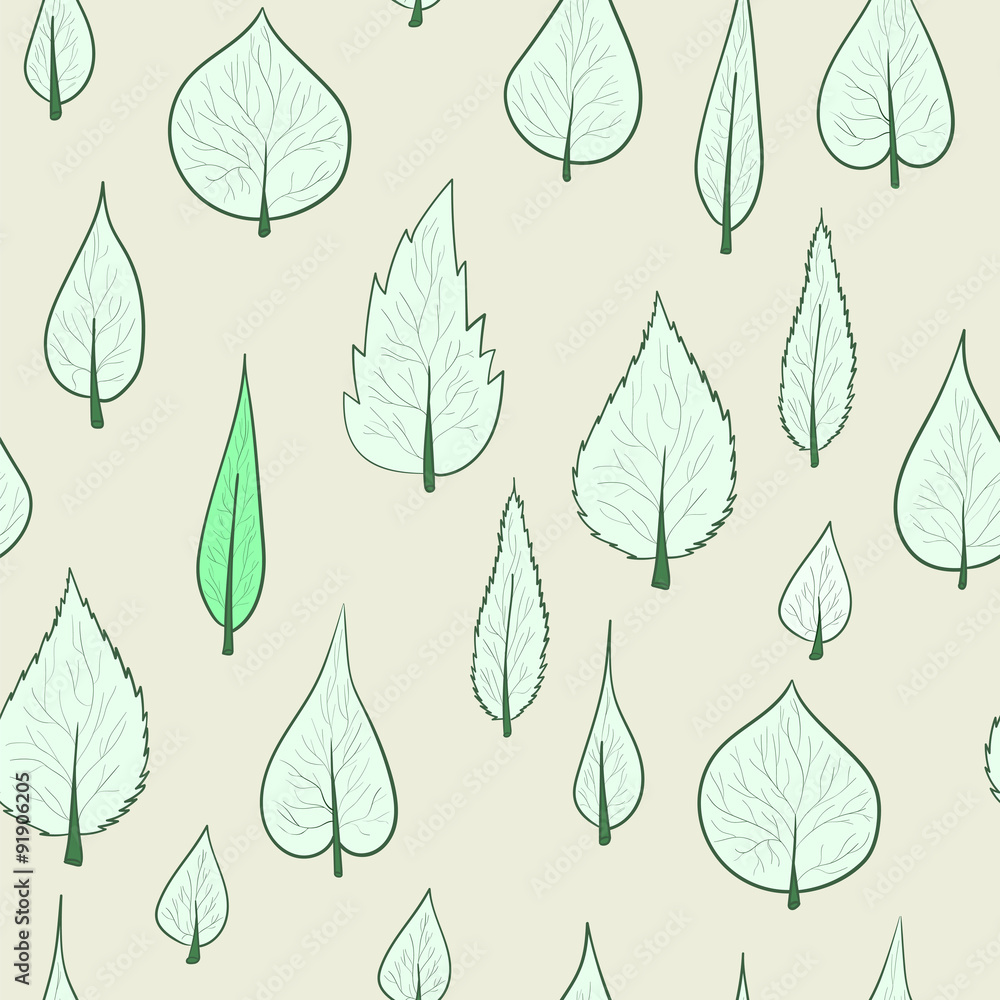 Seamless pattern background with doodles leaves Seamless pattern background with doodles leaves