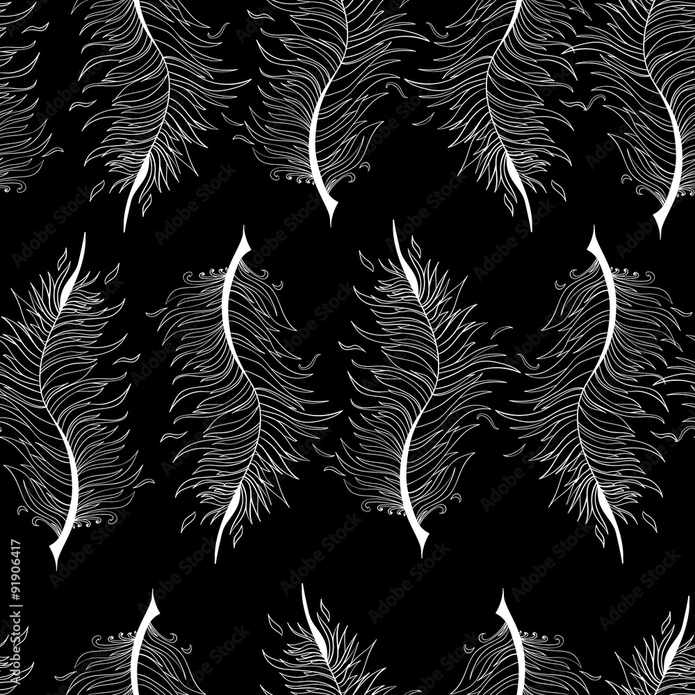 Seamless pattern with abstract feather