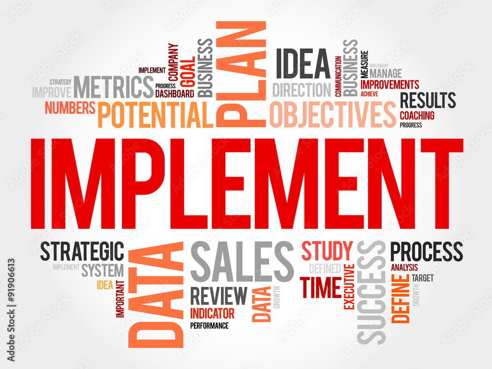 Fototapeta premium Implement word cloud, business concept