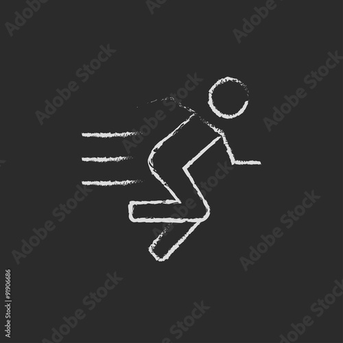 Running man icon drawn in chalk.