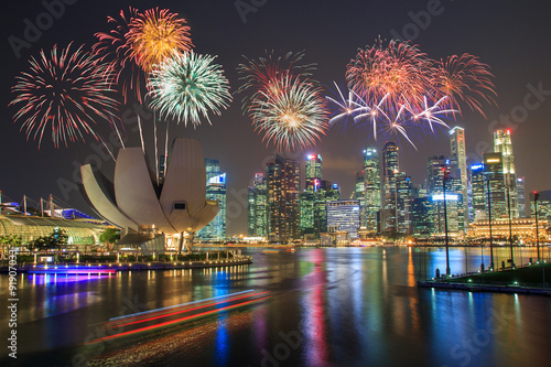 Fireworks over Marina bay