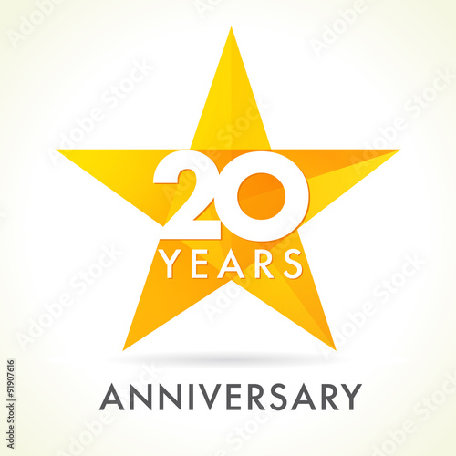 20 anniversary star logo. Template logo 20th anniversary in star shape