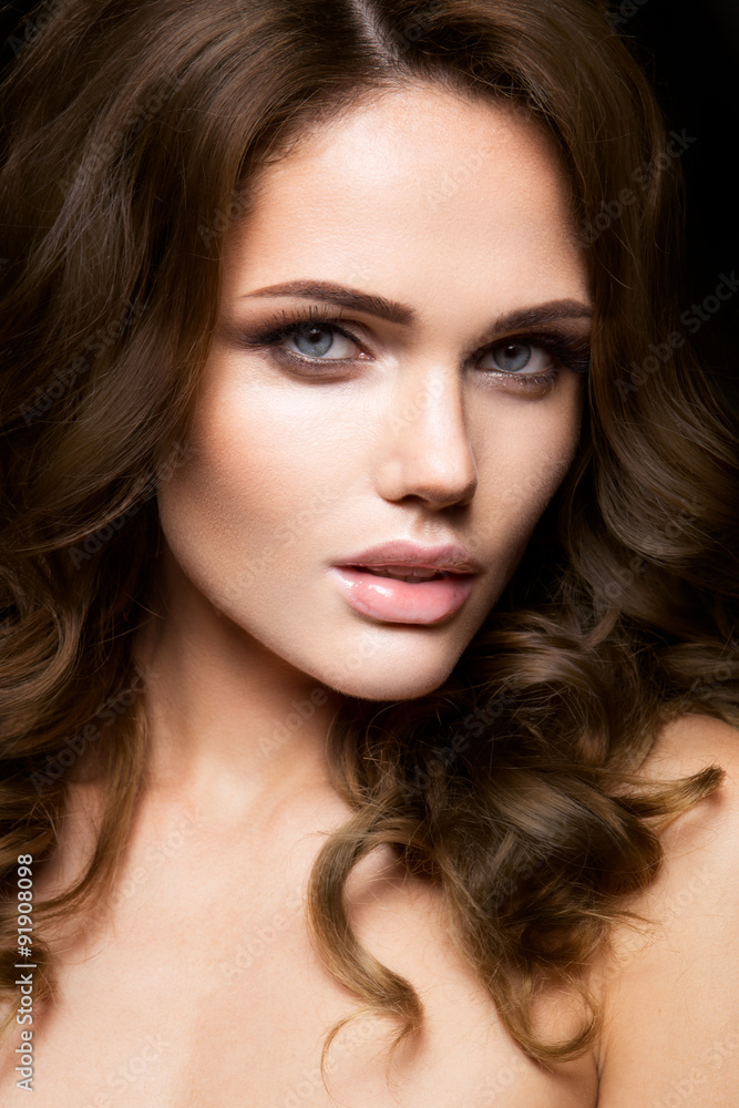 Close-up portrait of beautiful woman with bright make-up Close-up portrait of beautiful woman with bright make-up