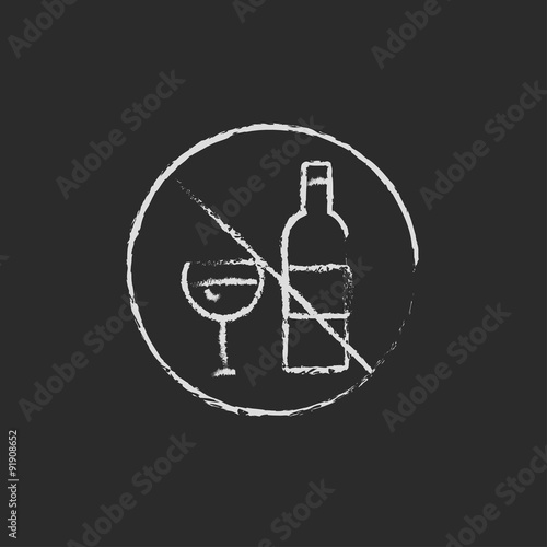 No alcohol sign icon drawn in chalk.