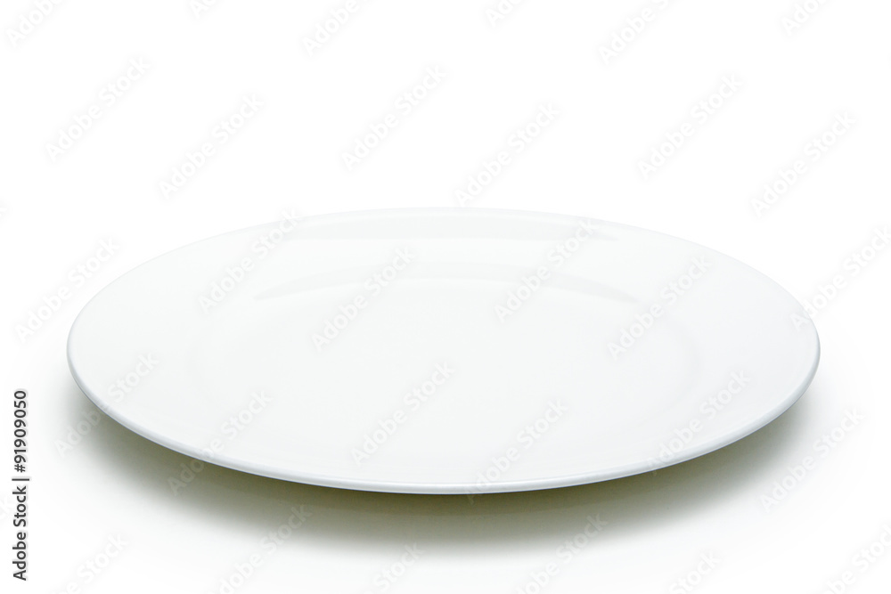 Empty white plate on sack background. Empty white plate on sack background.