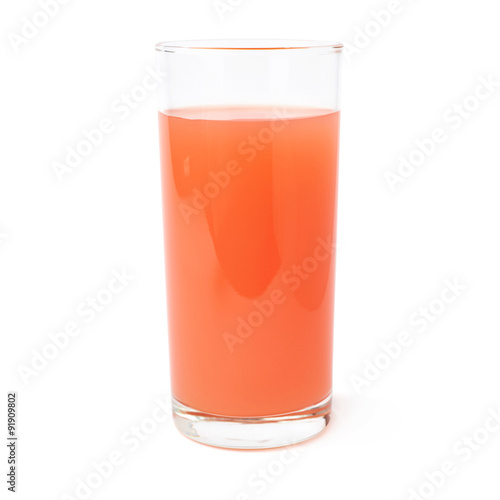 Tall glass filled with the grapefruit juice isolated over the