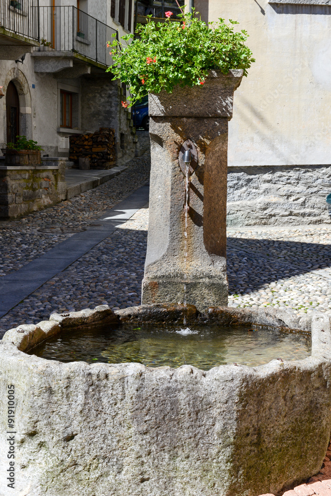 Fountain at Giornico on Leventina valley