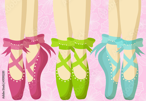Postcard with beautiful feet in pointe