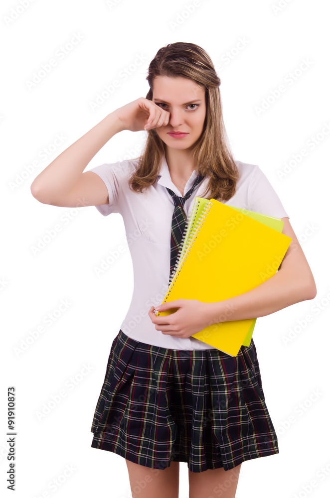 Schoolgirl isolated on the white Schoolgirl isolated on the white
