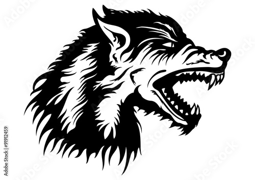 Wolf head emblem. Illustration a roaring wolf head emblem for a team or a logo