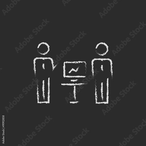 Business presentation icon drawn in chalk.