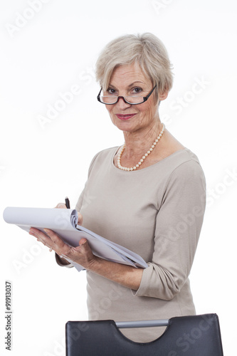 confident neat senior woman various situations at home