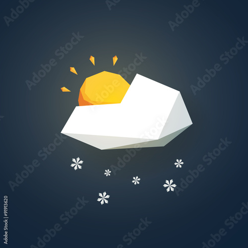 Low poly weather icon. Forecast symbol in modern 3d design