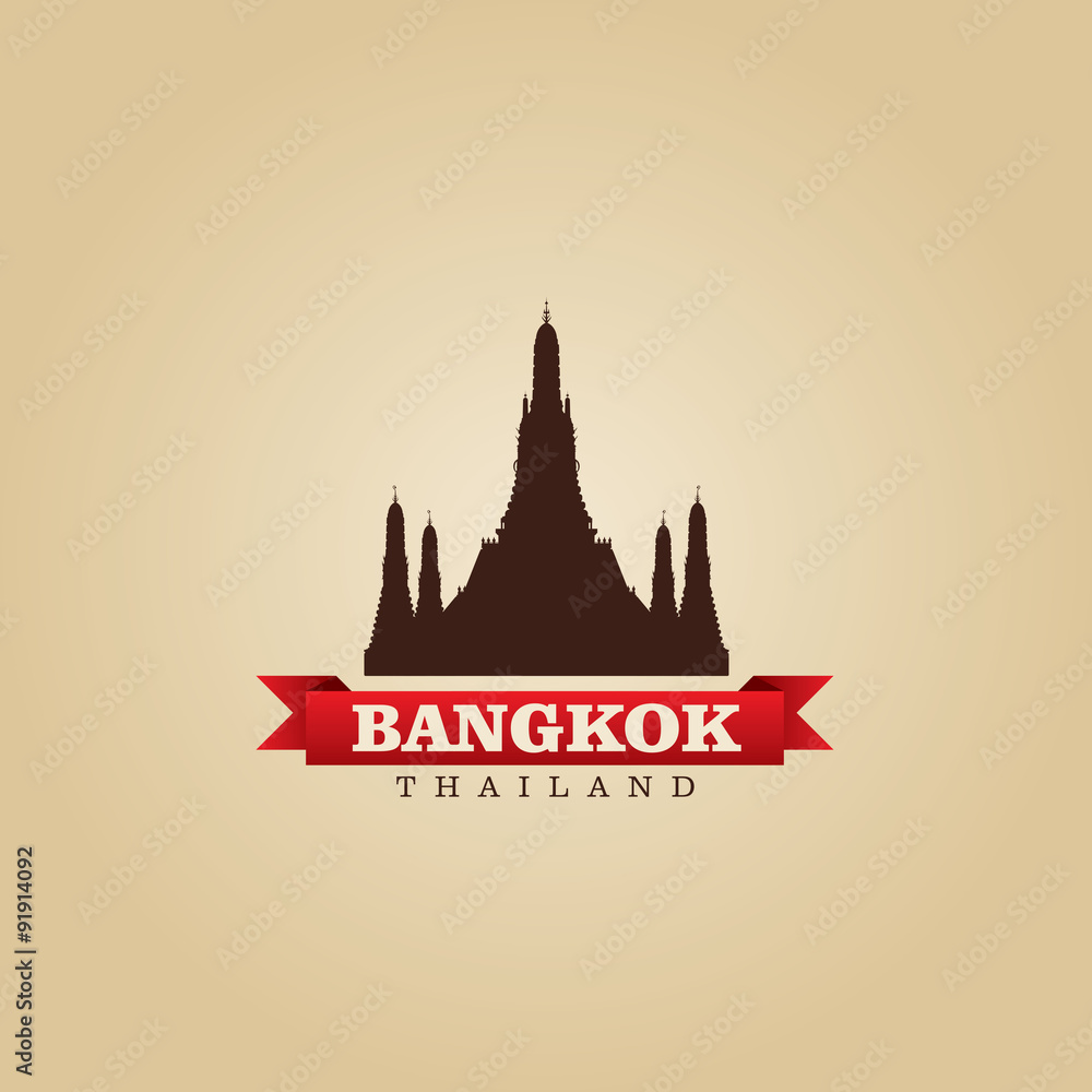 Behang Bangkok Thailand city symbol vector illustration