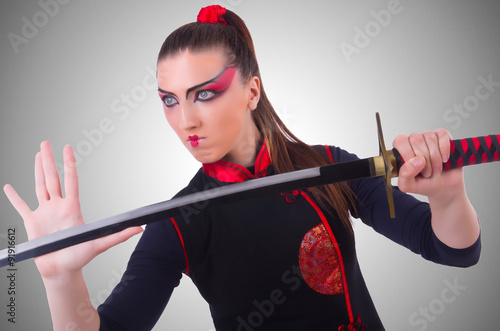 Woman in japanese martial art concept