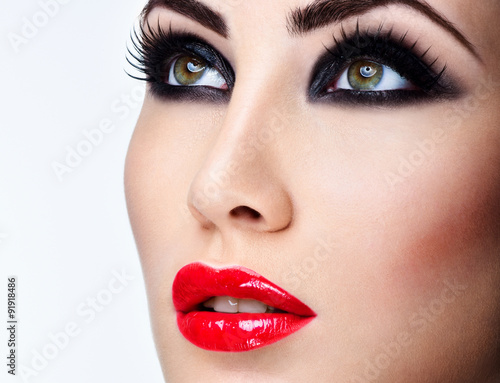 Beauty Woman Portrait. Professional Makeup. Red Lipstick. Beauti