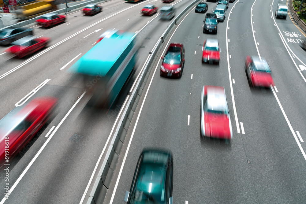 Traffic on multiple lane highway with motion blur Traffic on multiple lane highway with motion blur