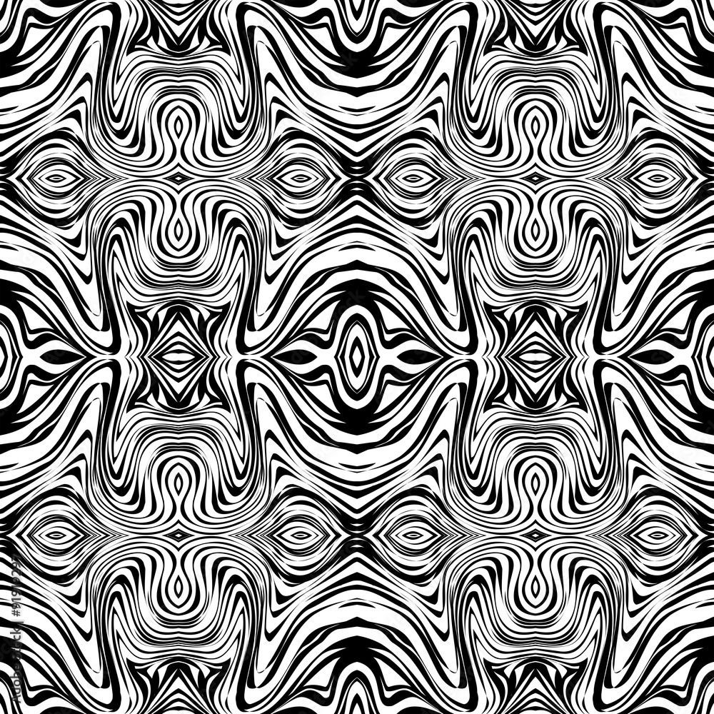 Black and white seamless background with abstract waves Black and white seamless background with abstract waves