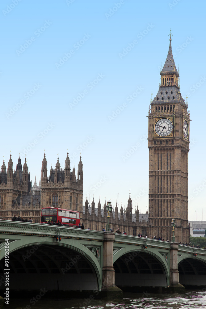 Famous and beautiful view to Big Ben and Westminster bridge, Lon Famous and beautiful view to Big Ben and Westminster bridge, Lon