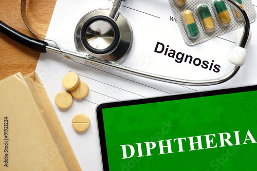Word  Diphtheria. Medical concept. photo