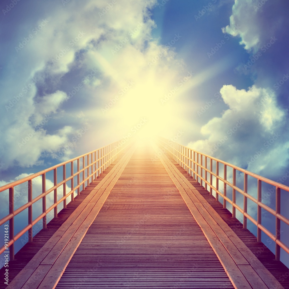 Obraz premium Road on the sky. Religion, philosophy, and psychology items. Retro stale