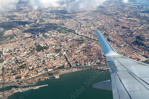 Aerial view of Lisbon cityscape